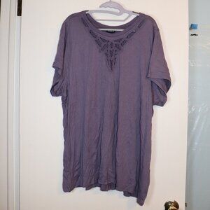 Torrid Crochet Neck Classic Fit Top Cotton Modal Purple Tee Size 4 4x NWOT